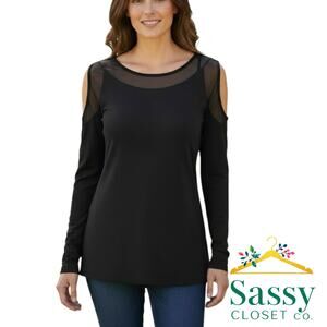 Bailey 44 Black Cold Shoulder Top – Size M – Sleek Minimalist Chic ✨